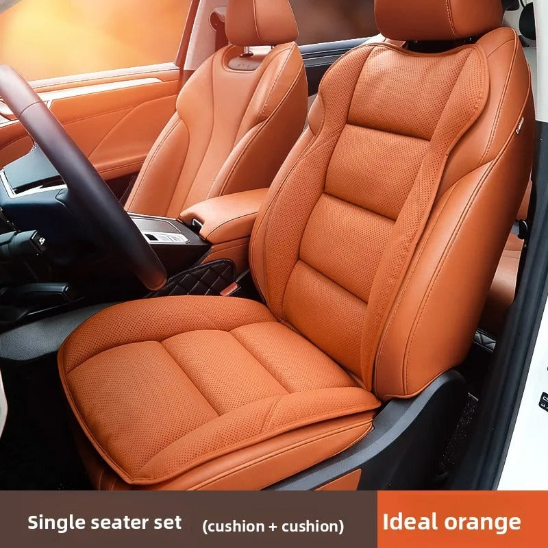 Perforated Nappa Leather Car Seat Cover – Breathable All-Season Universal Seat Cushion - Delicate Leather