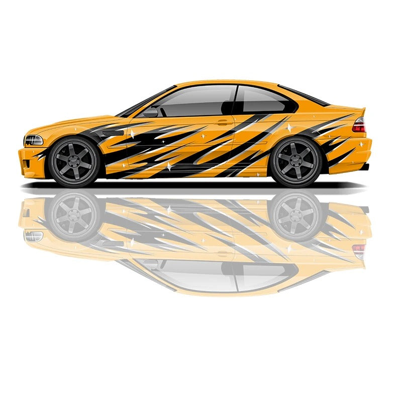 Flame Car Side Graphic Vinyl Decal – Racing Style PVC Exterior Sticker - Delicate Leather