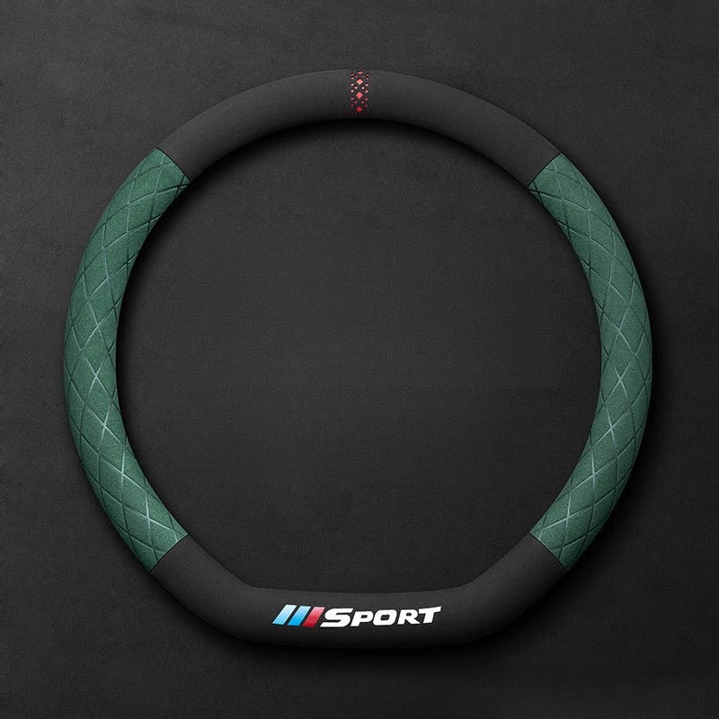 Suede Steering Wheel Cover – Universal 38cm Non-Slip Breathable Grip for Cars and SUVs - Delicate Leather  