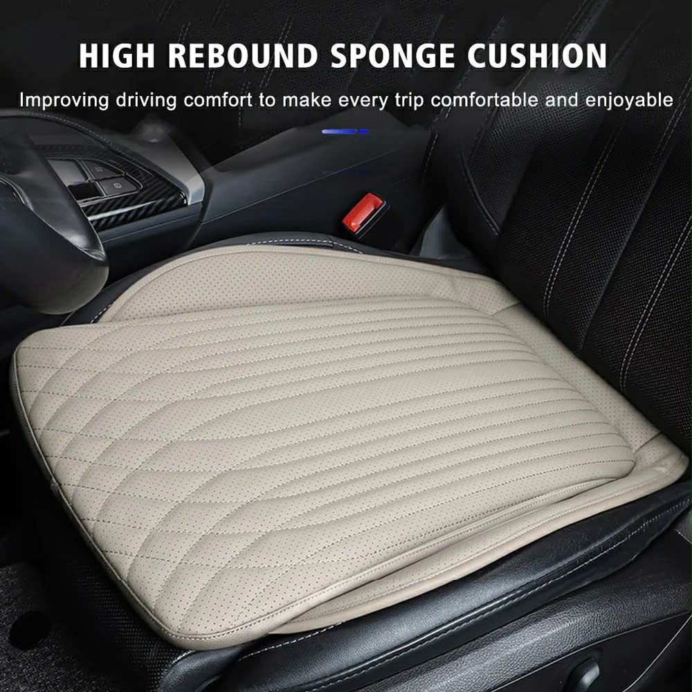 All-Season Nappa Leather Car Seat Cushion - Universal Driver's Front Seat Protector - Delicate Leather  