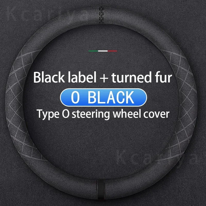 PU Leather Steering Wheel Cover – 38cm Universal Non-Slip Grip for Cars and SUVs - Delicate Leather  