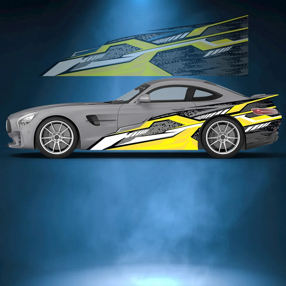 Geometric Line Car Side Vinyl Decal – Motorsport Exterior Graphic Sticker - Delicate Leather