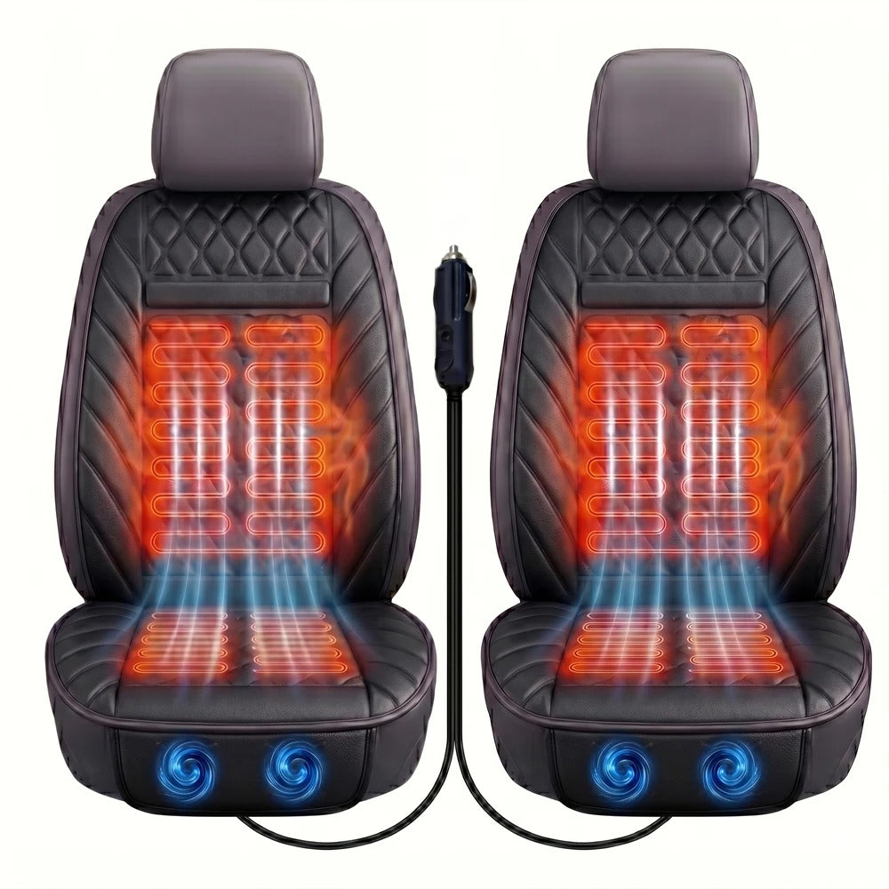 12V Ventilated Car Seat Cover – Universal Cooling Seat Cushion for Cars & SUVs - Delicate Leather