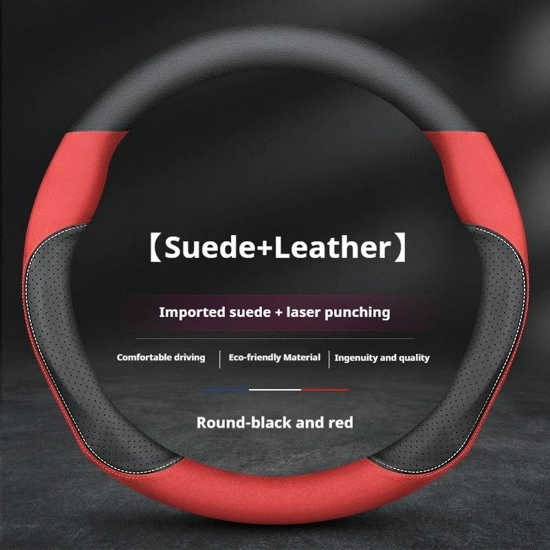 Microfiber Leather & Suede Steering Wheel Cover – Breathable Non-Slip Comfortable Grip - Delicate Leather