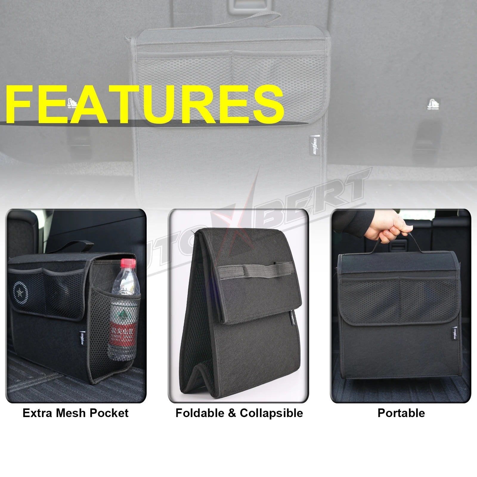 Universal Car Backseat Organizer – Felt Storage Bag with Mesh Net Pockets