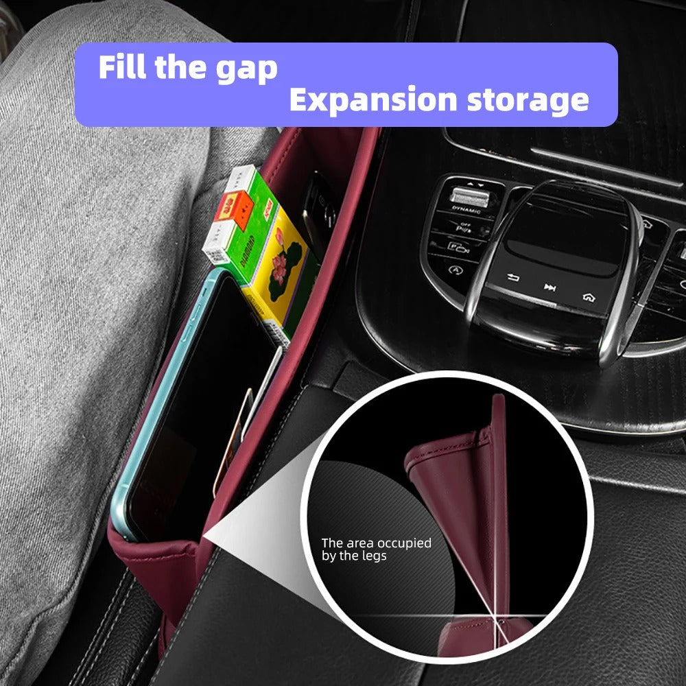 Leather Car Seat Gap Organizer – Phone Holder & Side Storage Pocket - Delicate Leather