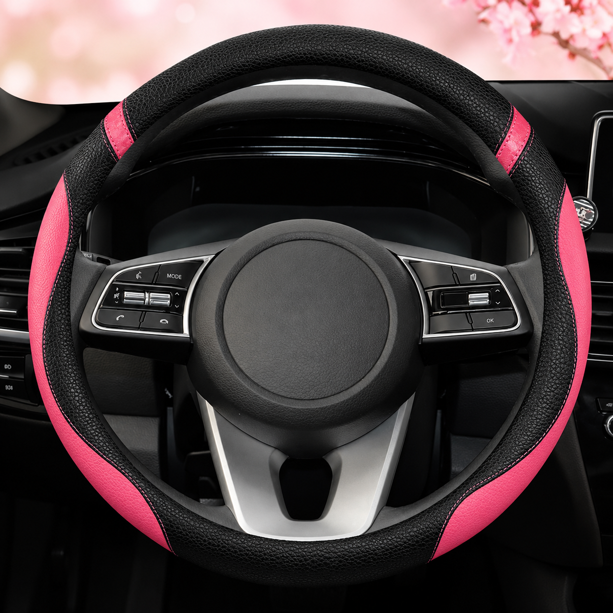 PU Leather Car Steering Wheel Cover – 38CM Non-Slip Breathable Auto Interior Accessory - Delicate Leather