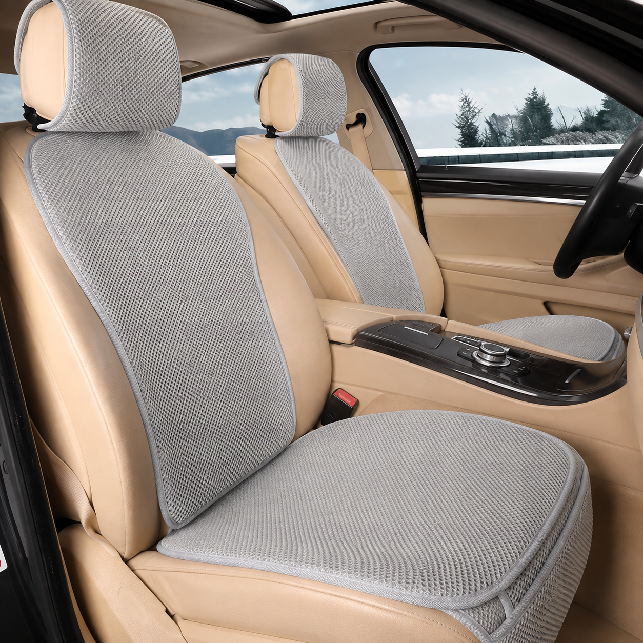 Ice Silk Car Seat Cushion – Universal Breathable Anti-Slip Cooling Seat Cover - Delicate Leather