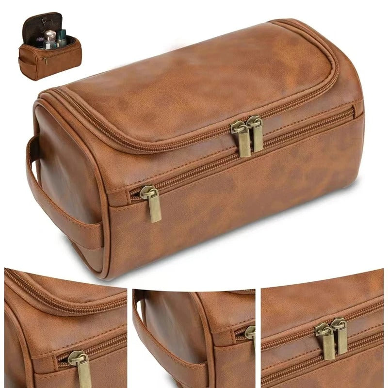 Hanging Toiletry Bag – Large Capacity Travel Organizer for Men & Women - Delicate Leather  
