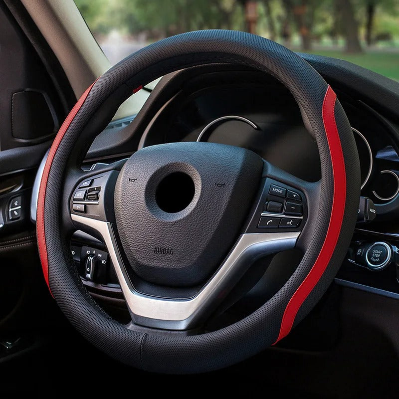 Universal PU Leather Steering Wheel Cover – Breathable Non-Slip 38 cm All-Season Grip - Delicate Leather