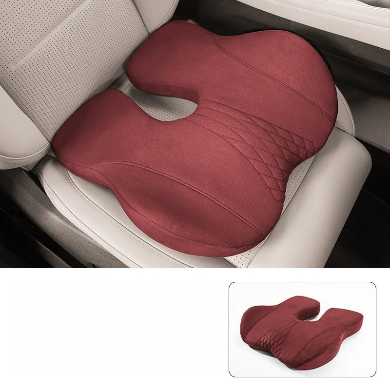 Memory Foam Seat Cushion & Lumbar Support Pillow Set – Ergonomic Chair Cushion for Car & Office - Delicate Leather
