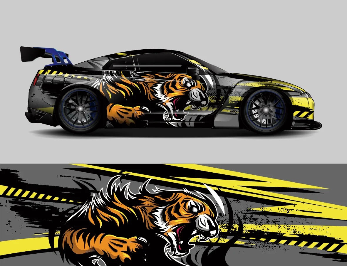 Color Stitching Car Body Decal – Camo Racing Graphic PVC Vinyl Wrap 300 × 60cm - Delicate Leather