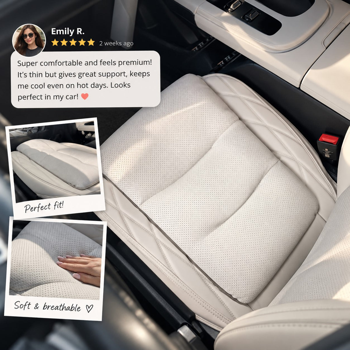 Nappa Leather Car Seat Cushion Protective Auto Seat Cover Pad for Vehicles Universal Fit - Delicate Leather