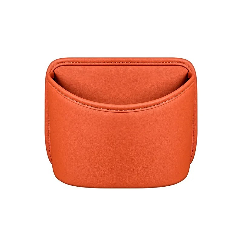 Multifunctional Car Trash Can with Rolling Cover – Seat Back Cup Holder & Door Storage Organizer, PVC Material, Universal Fit - Delicate Leather  