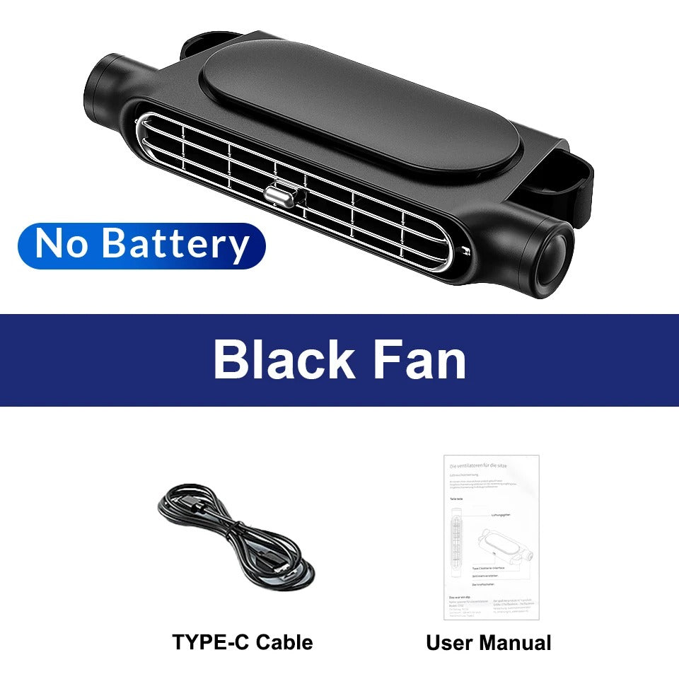 USB Car Seat Cooling Fan – 3-Speed Adjustable Headrest Air Circulation Fan - Delicate Leather  
