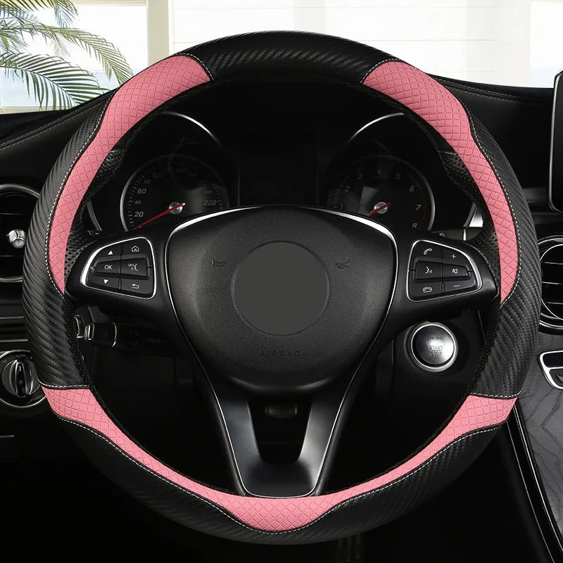 Ultra-Thin Leather Steering Wheel Cover – Breathable Non-Slip Summer Grip (O & D Shape) - Delicate Leather