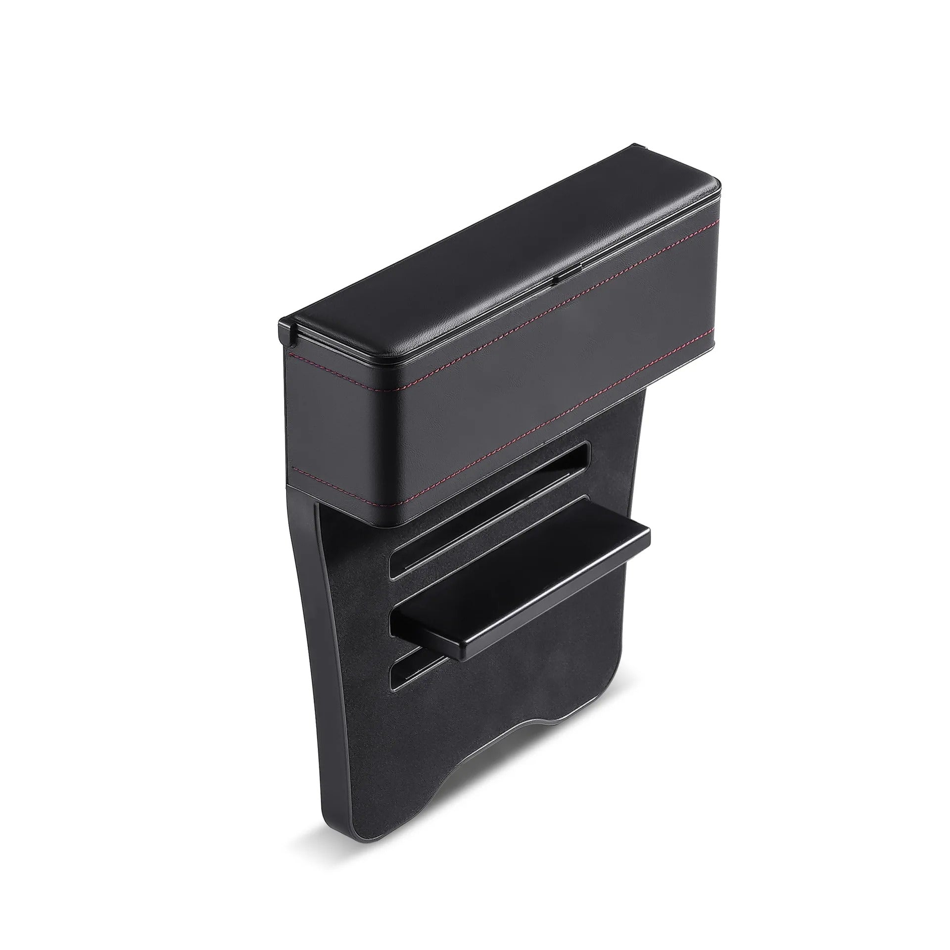 Car Seat Gap Filler Organizer, Custom For All Cars, PU Leather Storage Box - Car Side Gap Seat Organizer and Front Slot Gap Filler with USB Charging Port - Delicate Leather  
