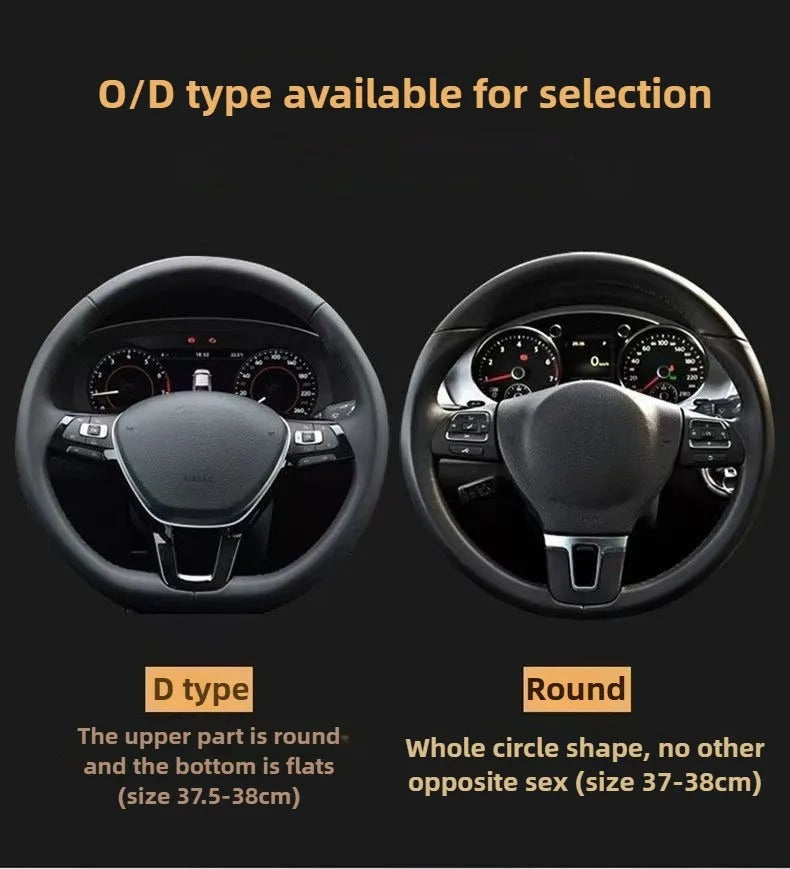 Carbon Fiber Steering Wheel Cover – Anti-Slip Universal 38cm O & D Shape Fit - Delicate Leather  