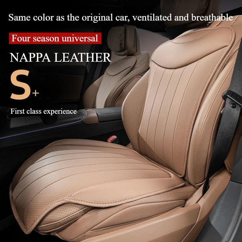 2025 Premium Nappa Leather Universal Car Seat Cushion – Breathable Perforated Design for All-Season Comfort – All-Season Universal Accessory