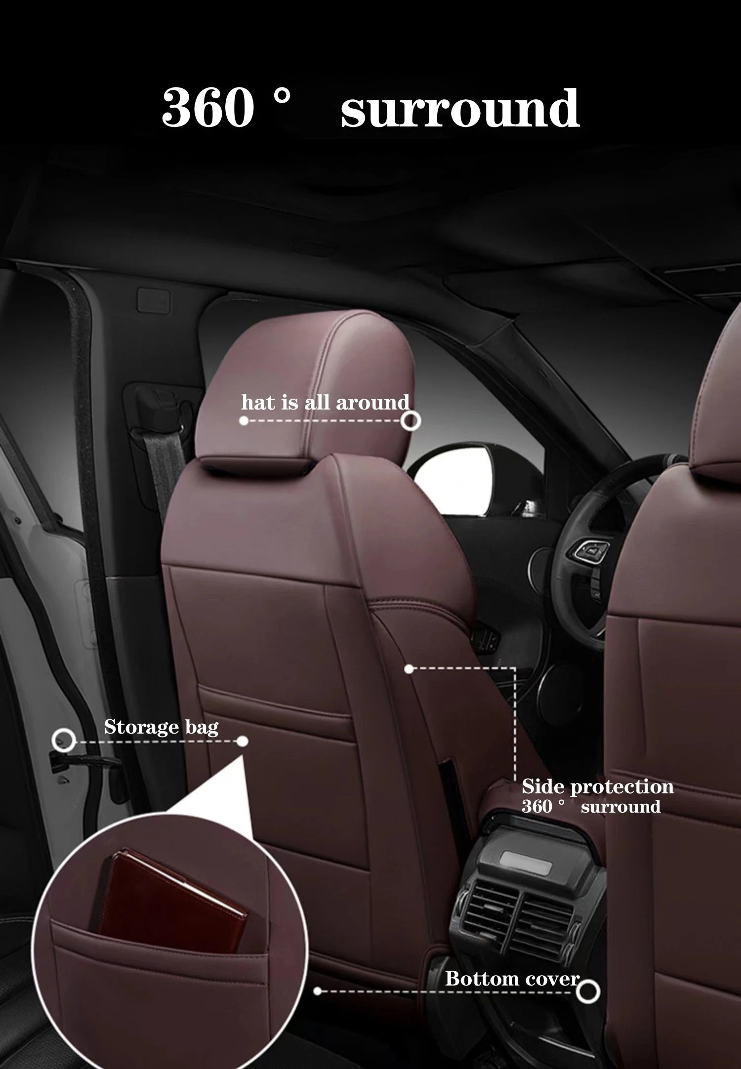 NAPPA Genuine Leather Car Seat Cover – Premium Auto Interior Cushion for Car, Gift For Mother's Day 2025 - Delicate Leather  