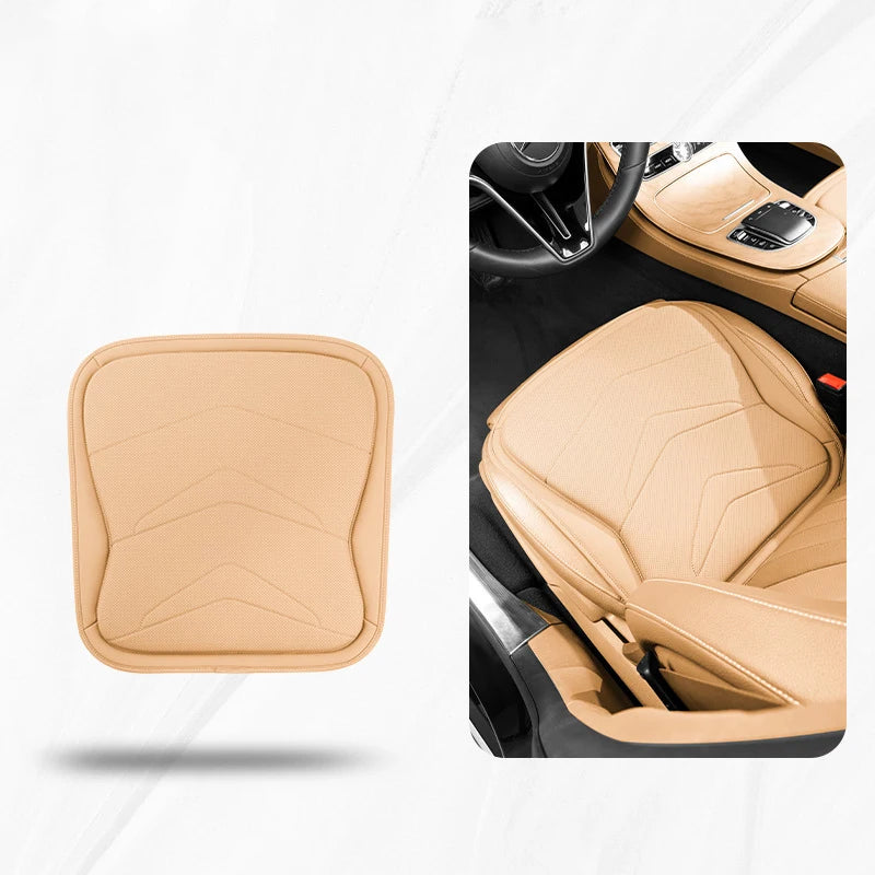 Premium Leather Car Seat Cushion & Lumbar Support – Breathable Non-Slip Interior Accessory - Delicate Leather  