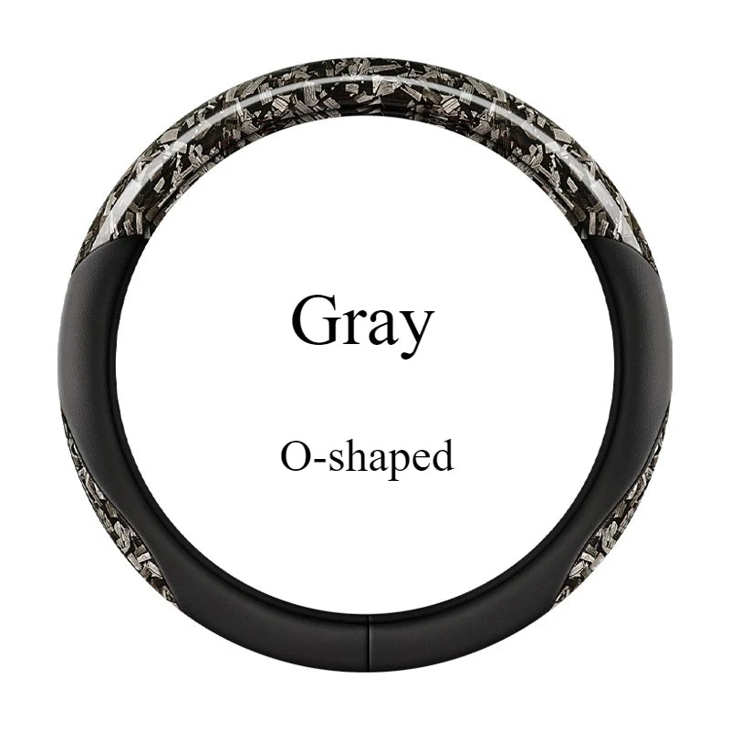 Premium Nappa Leather Steering Wheel Cover – Crystal Forged Carbon, Anti-Slip Rubber Grip, 15-Inch Universal - Delicate Leather  