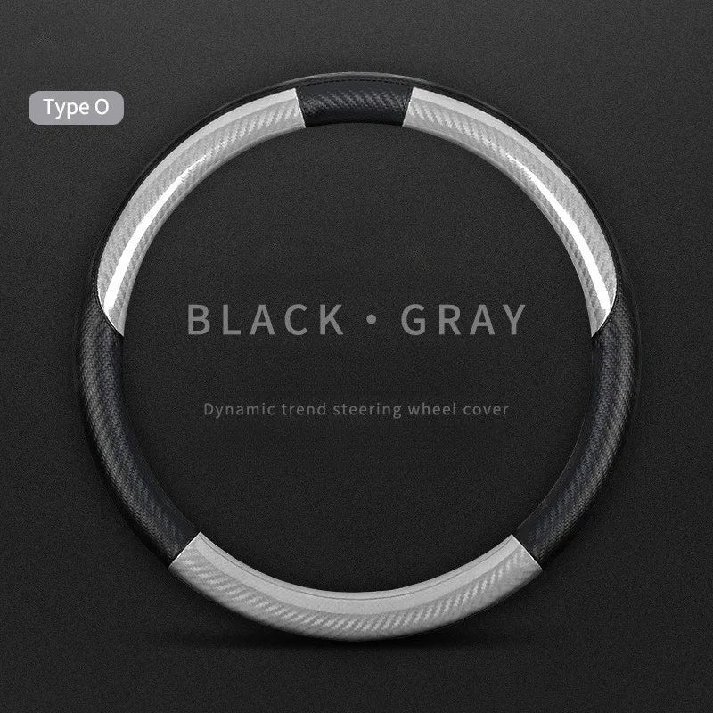 Carbon Fiber Leather Car Steering Wheel Cover – Universal Non-Slip O/D Type Steering Wheel Covers - Delicate Leather  