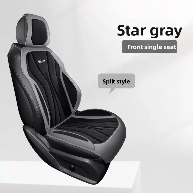 Luxury Suede Leather Car Seat Cover – Full Set Non-Slip Seat Cushion, Universal Car Interior Protection - Delicate Leather  