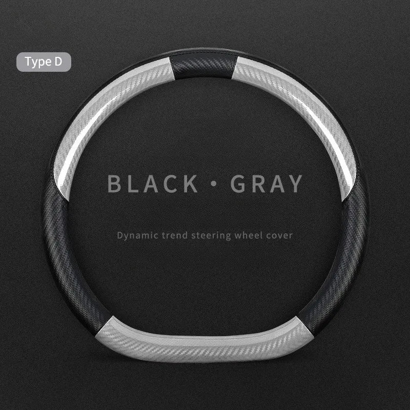 Carbon Fiber Leather Car Steering Wheel Cover – Universal Non-Slip O/D Type Steering Wheel Covers - Delicate Leather  