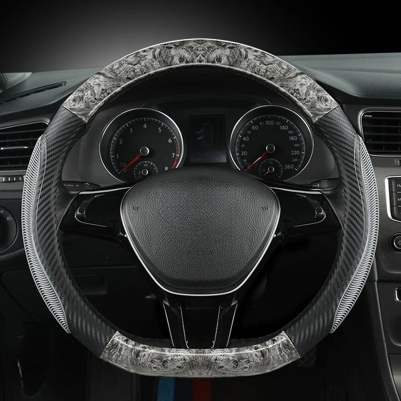 Universal Carbon Fiber Steering Wheel Cover – Non-Slip Car Interior Protection - Delicate Leather  