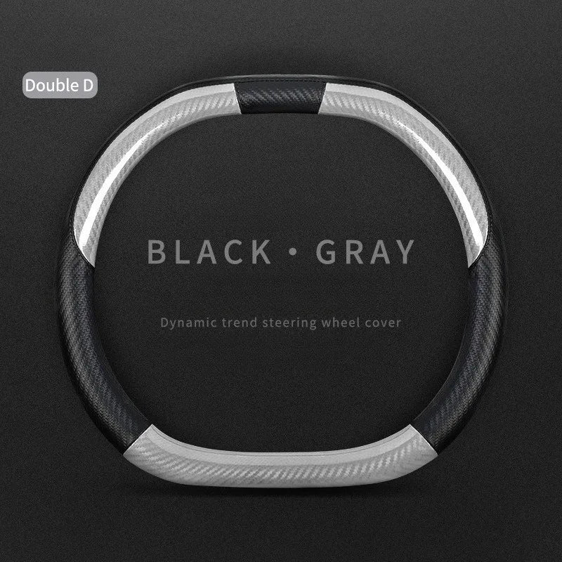 Carbon Fiber Leather Car Steering Wheel Cover – Universal Non-Slip O/D Type Steering Wheel Covers - Delicate Leather  
