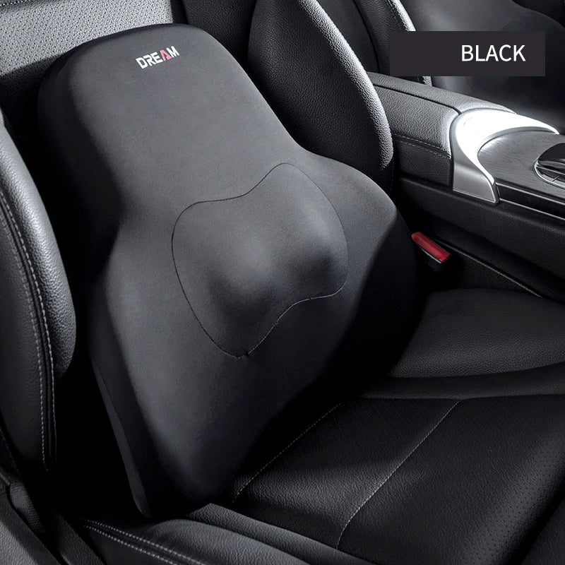 Memory Foam Car Neck & Lumbar Support Pillow – Adjustable Seat Headrest Cushion - Delicate Leather  