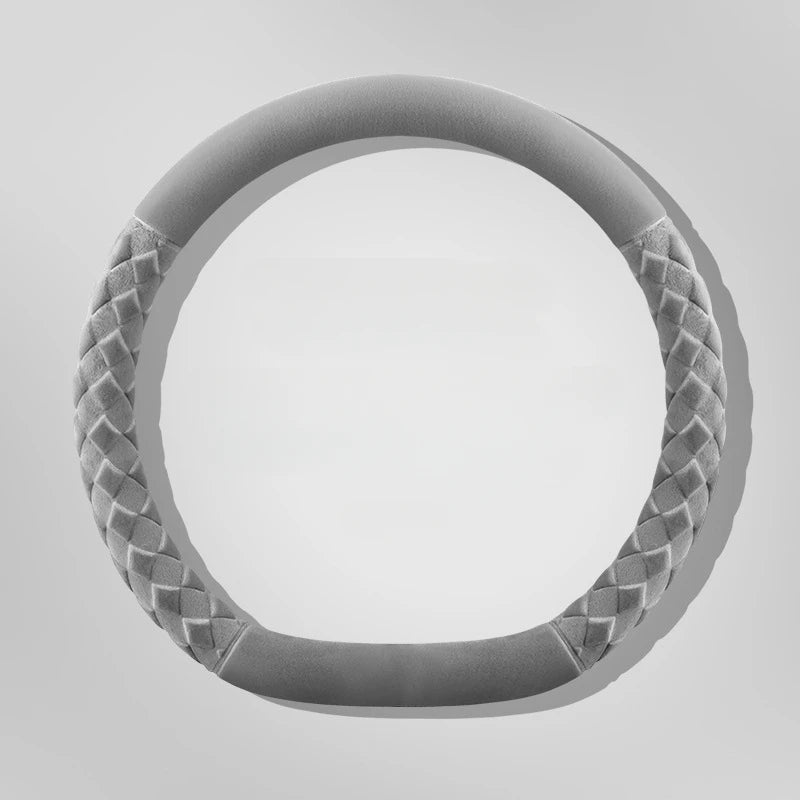 Fuzzy Steering Wheel Cover – Universal Winter Plush Anti-Slip Handle Protector - Delicate Leather  