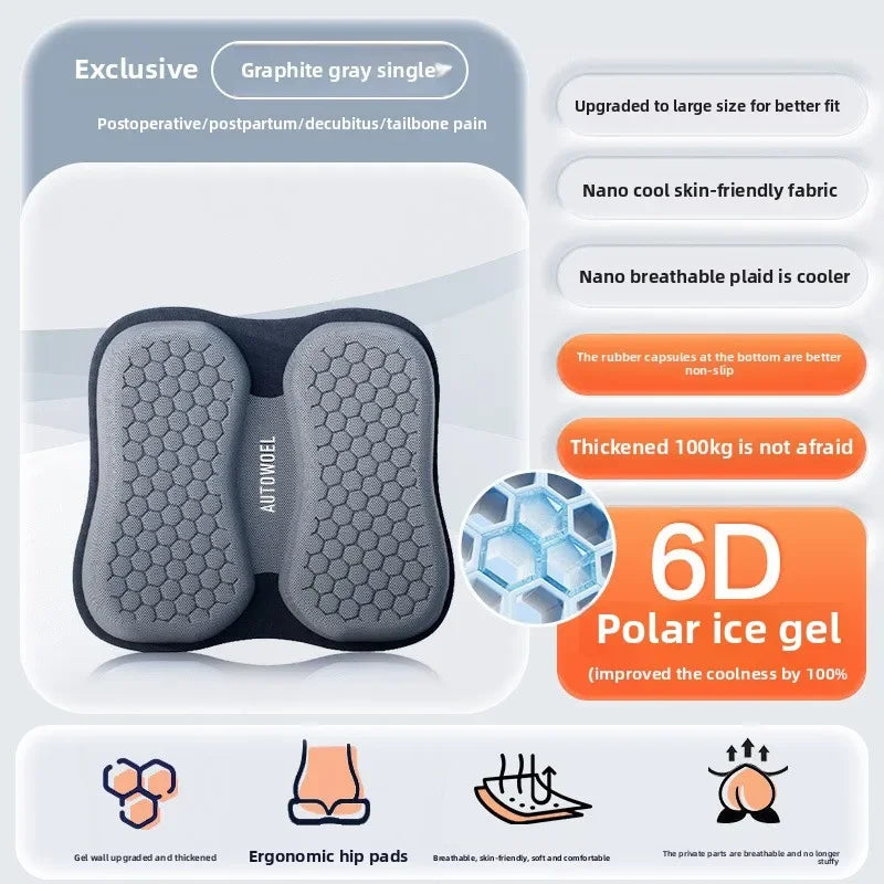 Universal Gel Car Seat Cushion – Breathable Cooling Pad for Cars, Trucks, and Chairs - Delicate Leather  