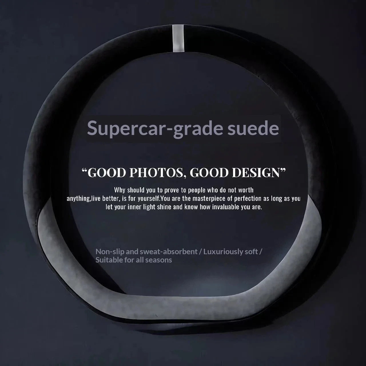 Suede Leather Steering Wheel Cover 37–38cm – Universal Anti-Slip Breathable Grip - Delicate Leather  