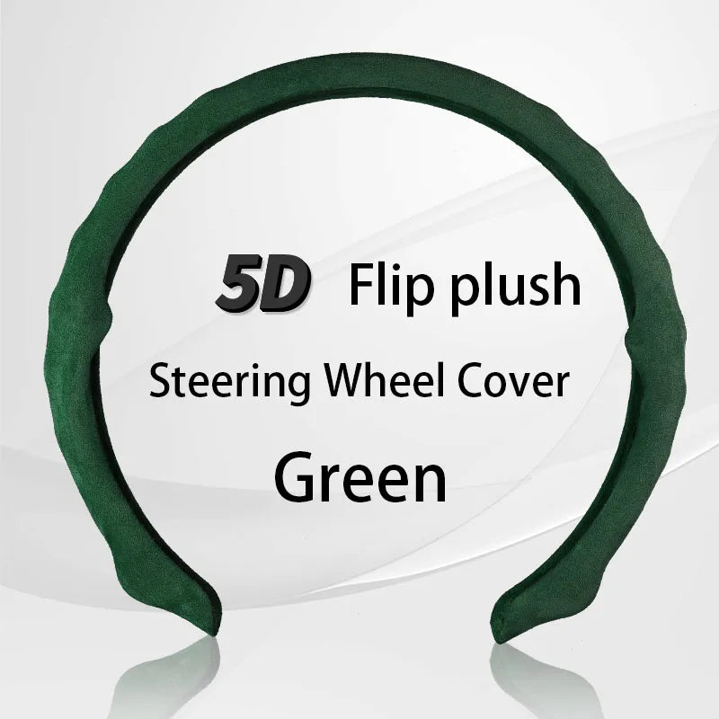 5D Suede Steering Wheel Cover – Ultra-Thin Breathable Non-Slip Grip, Universal Fit Interior Accessory - Delicate Leather  