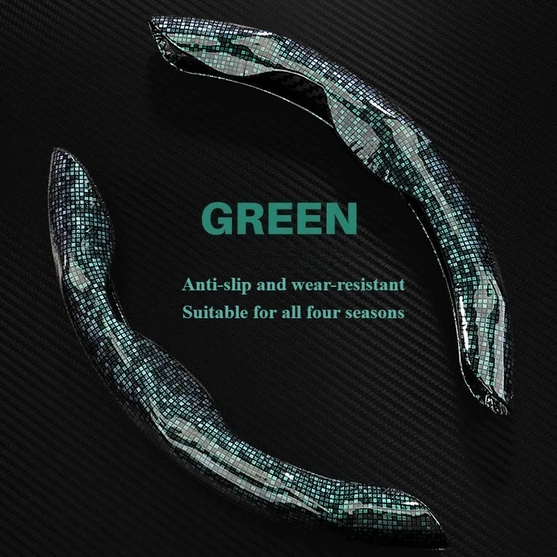 High-Quality PU Leather Snap-On Steering Wheel Cover – Thin, Light, Shiny, Comfortable Universal Wheel Protector - Delicate Leather  