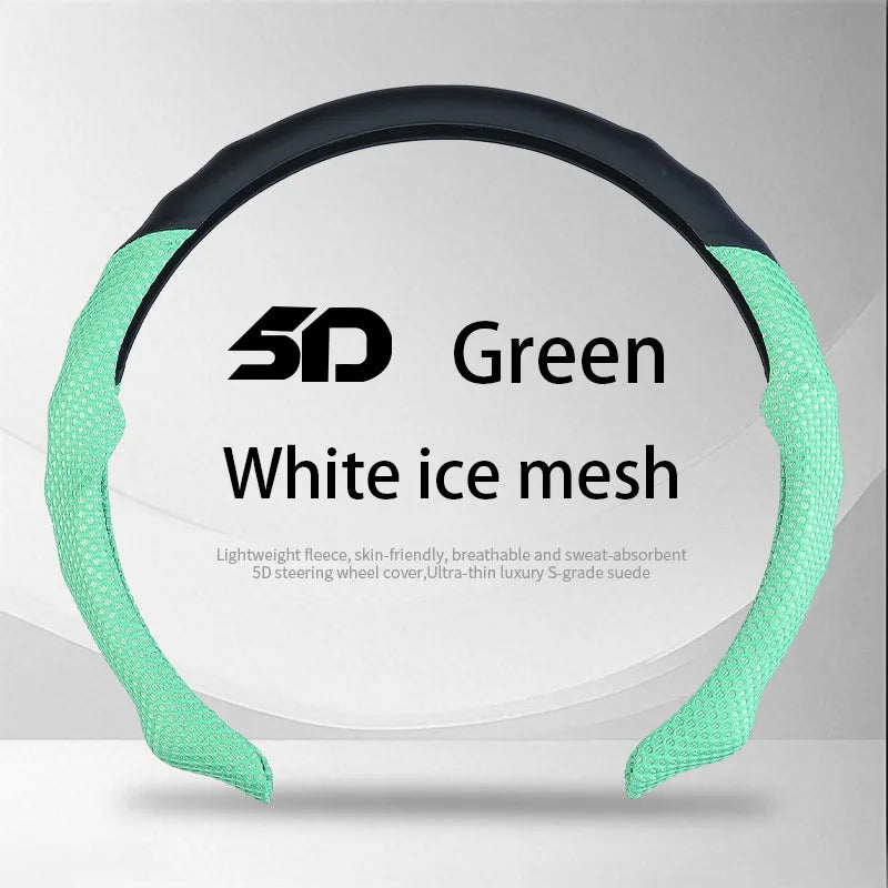 5D Honeycomb Mesh Steering Wheel Cover – Ultra-Thin Breathable Non-Slip Grip, Universal Fit Interior Accessory - Delicate Leather  