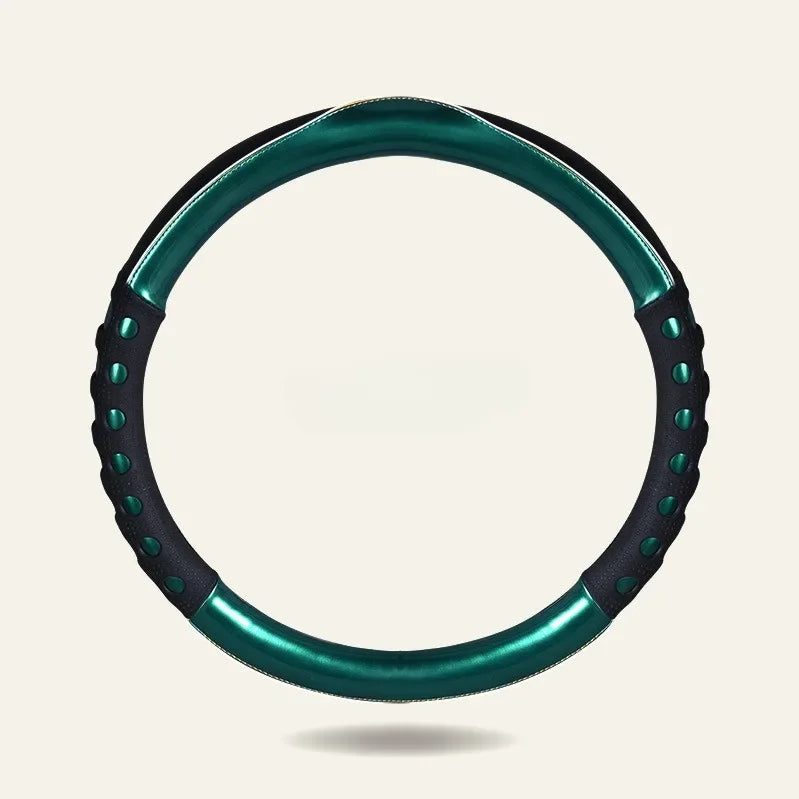 High-Quality PU Leather Steering Wheel Cover – 38CM Universal Fit, Dazzle Color Car Steering Wheel Protector, Anti-Slip Grip for All Seasons - Delicate Leather  