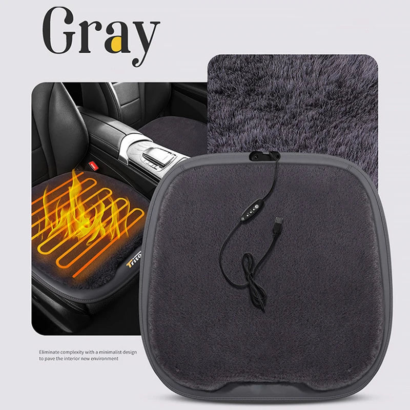 USB Heated Car Seat Cover – Fast-Heating Plush Cushion, 30-Second Warm-Up, Universal Winter Car Seat Heater Pad - Delicate Leather  