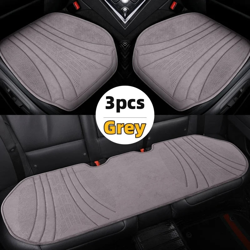 Suede Car Seat Cover - Breathable Front Seat Anti-slip Cushion - Universal 5-Seater Car Front/Rear Protection - Interior Accessories - Delicate Leather  