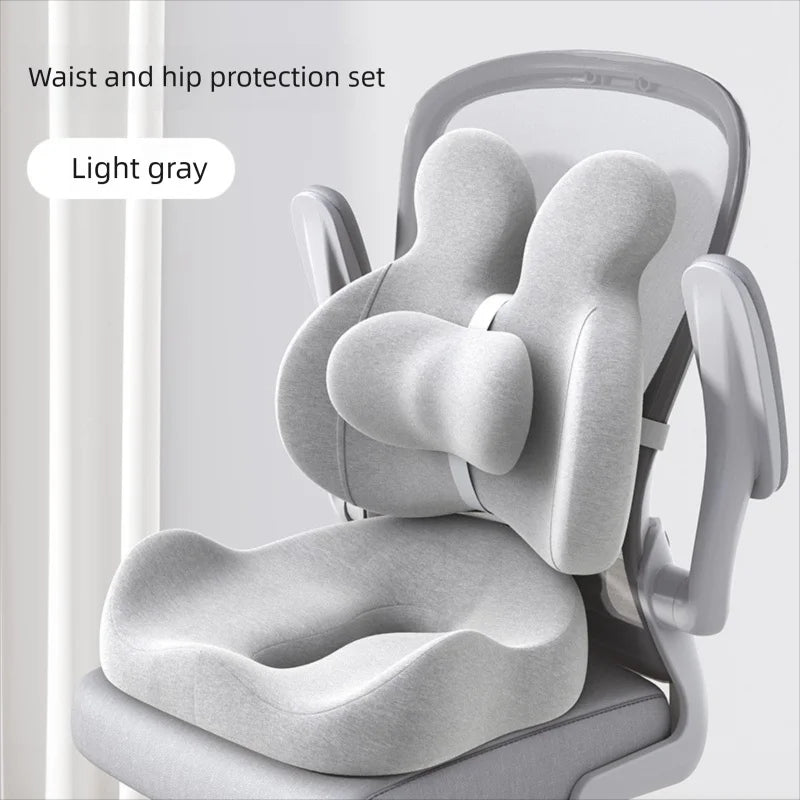 Memory Foam Office Seat Cushion with Back Support – Ergonomic Chair Cushion - Delicate Leather  