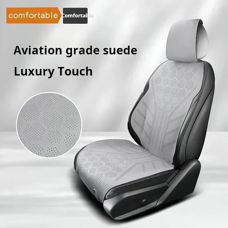 Universal All Seasons Car Seat Cover - Breathable Suede Seat Anti-slip Protective Cushions - Luxury Ultra Thin Suede Seat Cover - Delicate Leather  