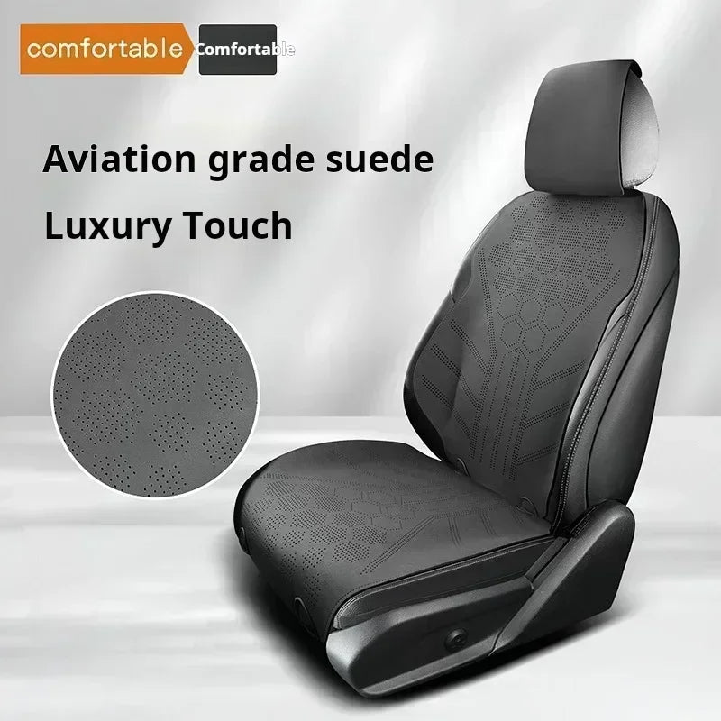 Universal All Seasons Car Seat Cover - Breathable Suede Seat Anti-slip Protective Cushions - Luxury Ultra Thin Suede Seat Cover - Delicate Leather  