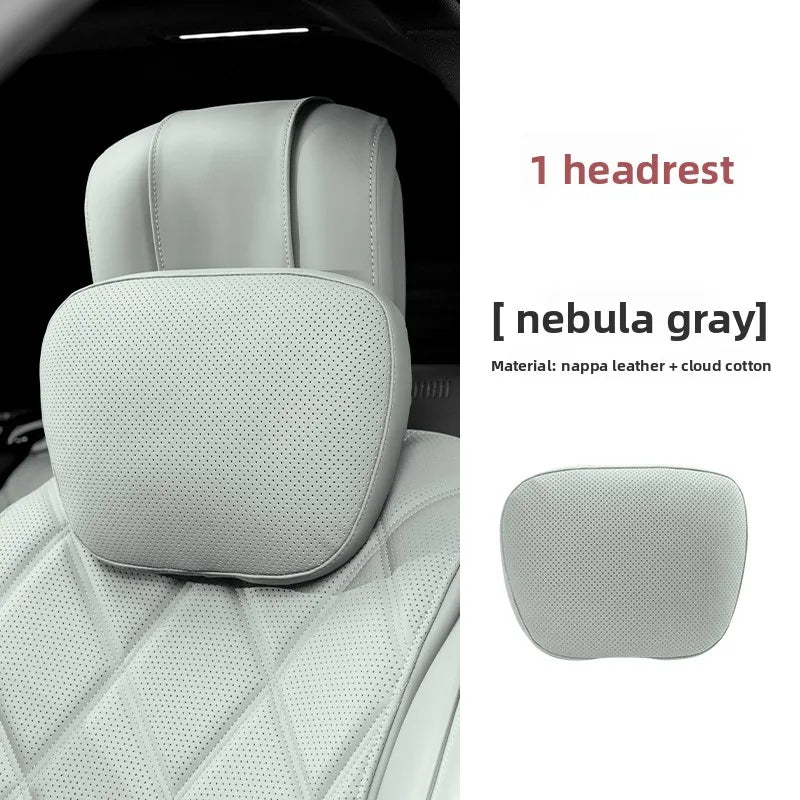 Car Headrest Neck Support Pillow - Adjustable Universal Car Neck and Waist Pillow for Comfortable Travel - Delicate Leather  