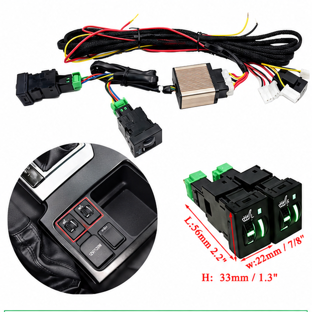 12V Car Seat Heater Kit for 2 Seats – 4pcs 25W Heating Pads with Dual Control Switch - Delicate Leather