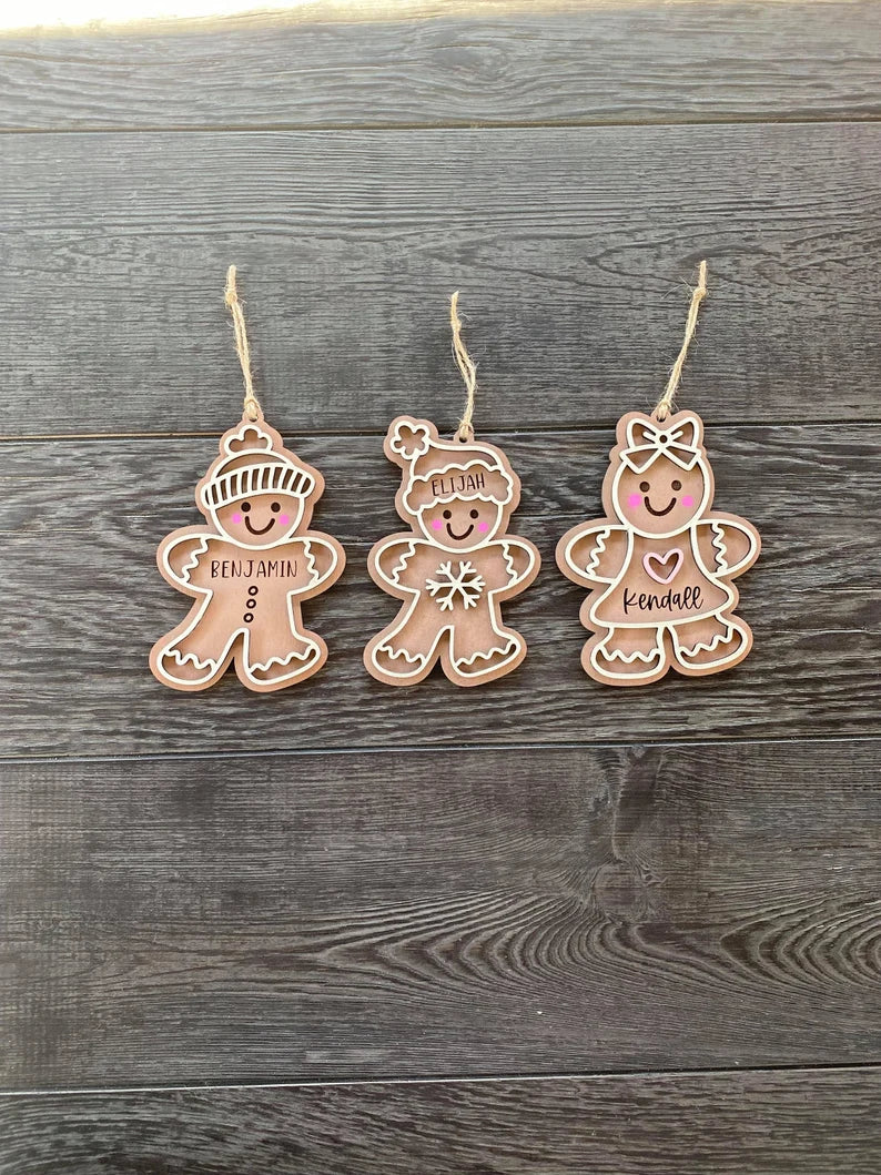 Personalized Kids Gingerbread Ornaments – Double-Layered Christmas Keepsakes for Children