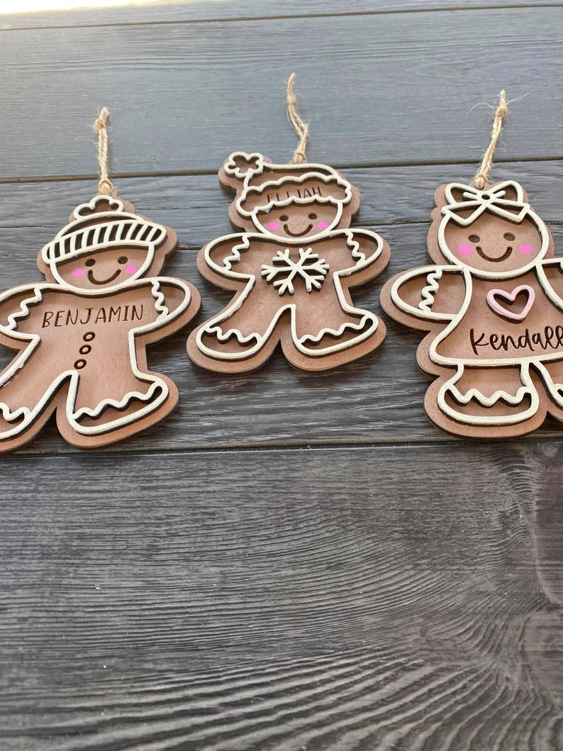 Personalized Kids Gingerbread Ornaments – Double-Layered Christmas Keepsakes for Children