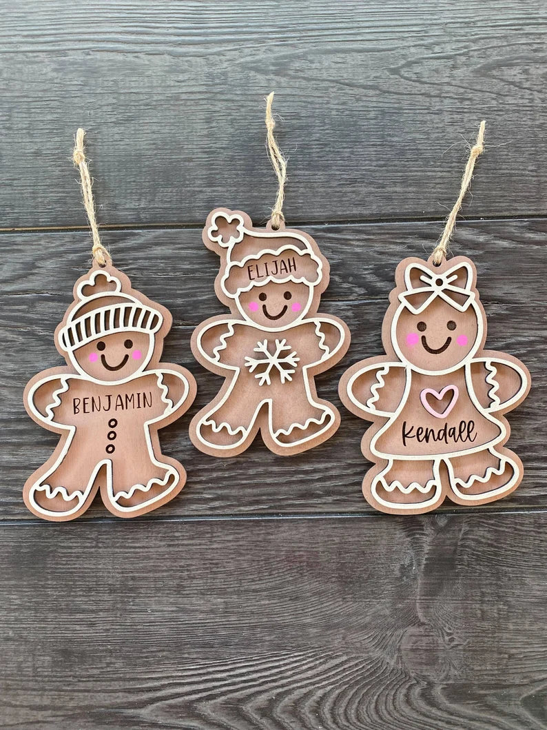 Personalized Kids Gingerbread Ornaments – Double-Layered Christmas Keepsakes for Children