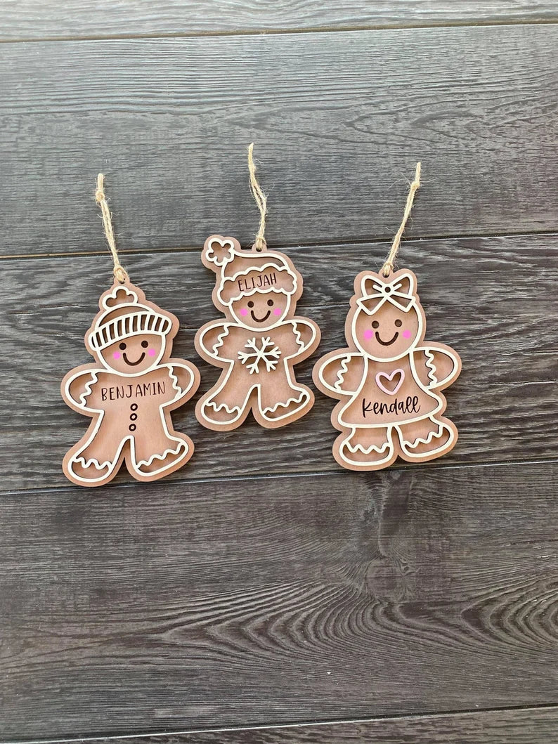 Personalized Kids Gingerbread Ornaments – Double-Layered Christmas Keepsakes for Children